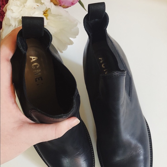 Acne Star Black Booties Leather Ankle Boot sz 40 - Picture 6 of 9